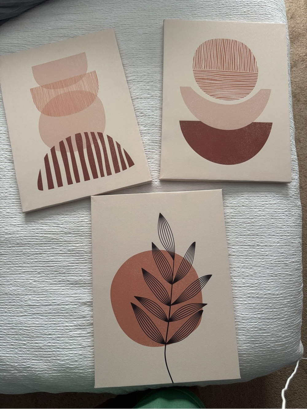 Modern Minimalist Wall Art Set in Blush and Terracotta